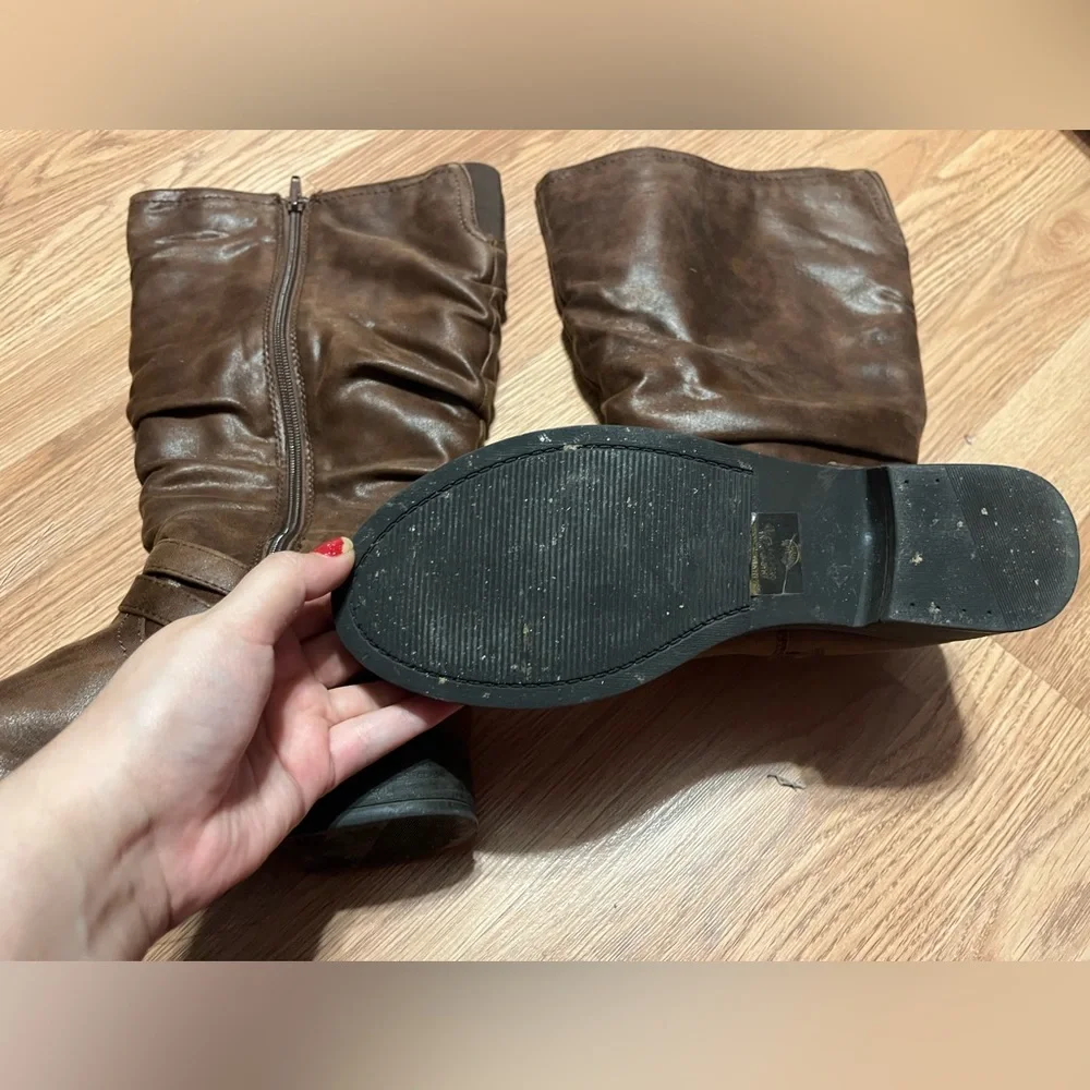 WIDE CALF Brown Rider Boots!! - Picture 6 of 7